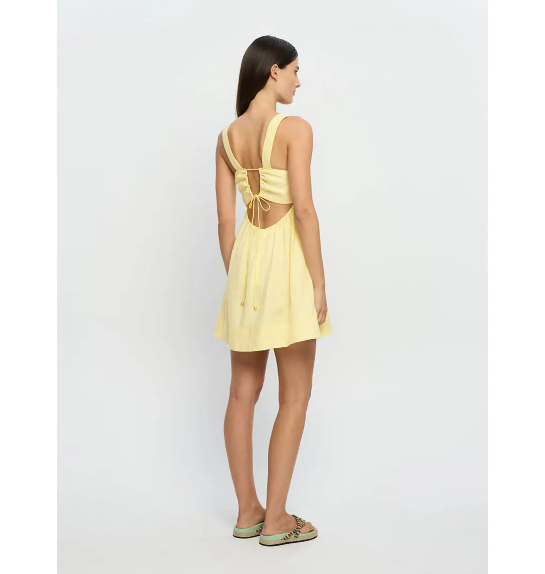 Kivari Jenna Strappy Mini Dress in Butter Yellow Size AU 10 for rent on The Volte - main image