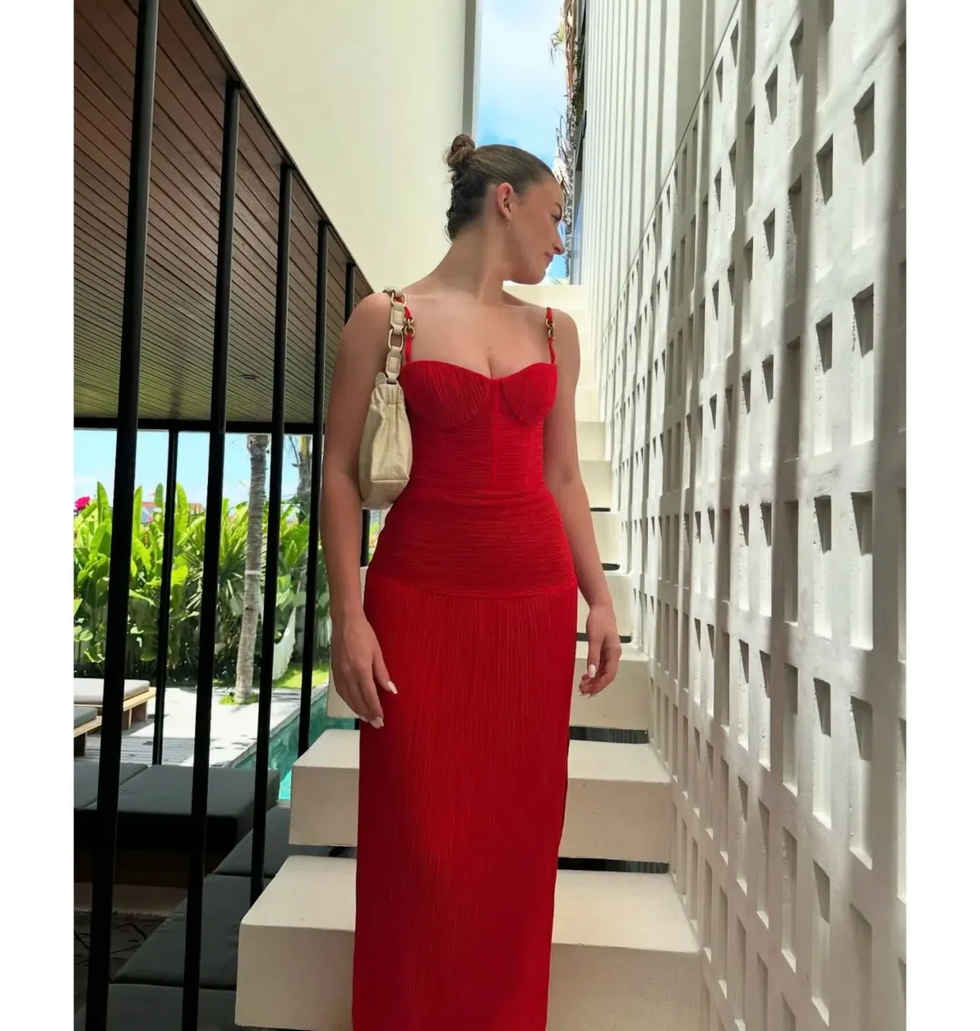 Manning Cartell Double Time Pleat Maxi Dress in Red Size AU 6 for rent on The Volte - main image