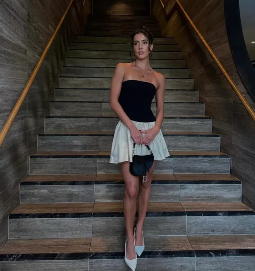 Arcina Ori Celine Mini Dress Black/White Size AU 10 for rent on The Volte - main image