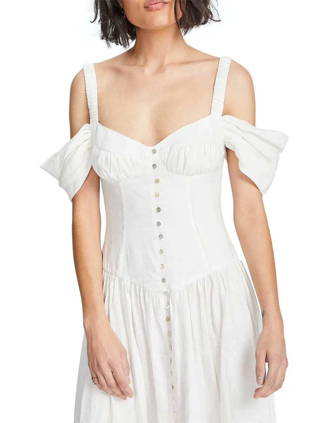 Alemais Ada Corset Midi Dress Ivory Size 6 for rent on The Volte - main image