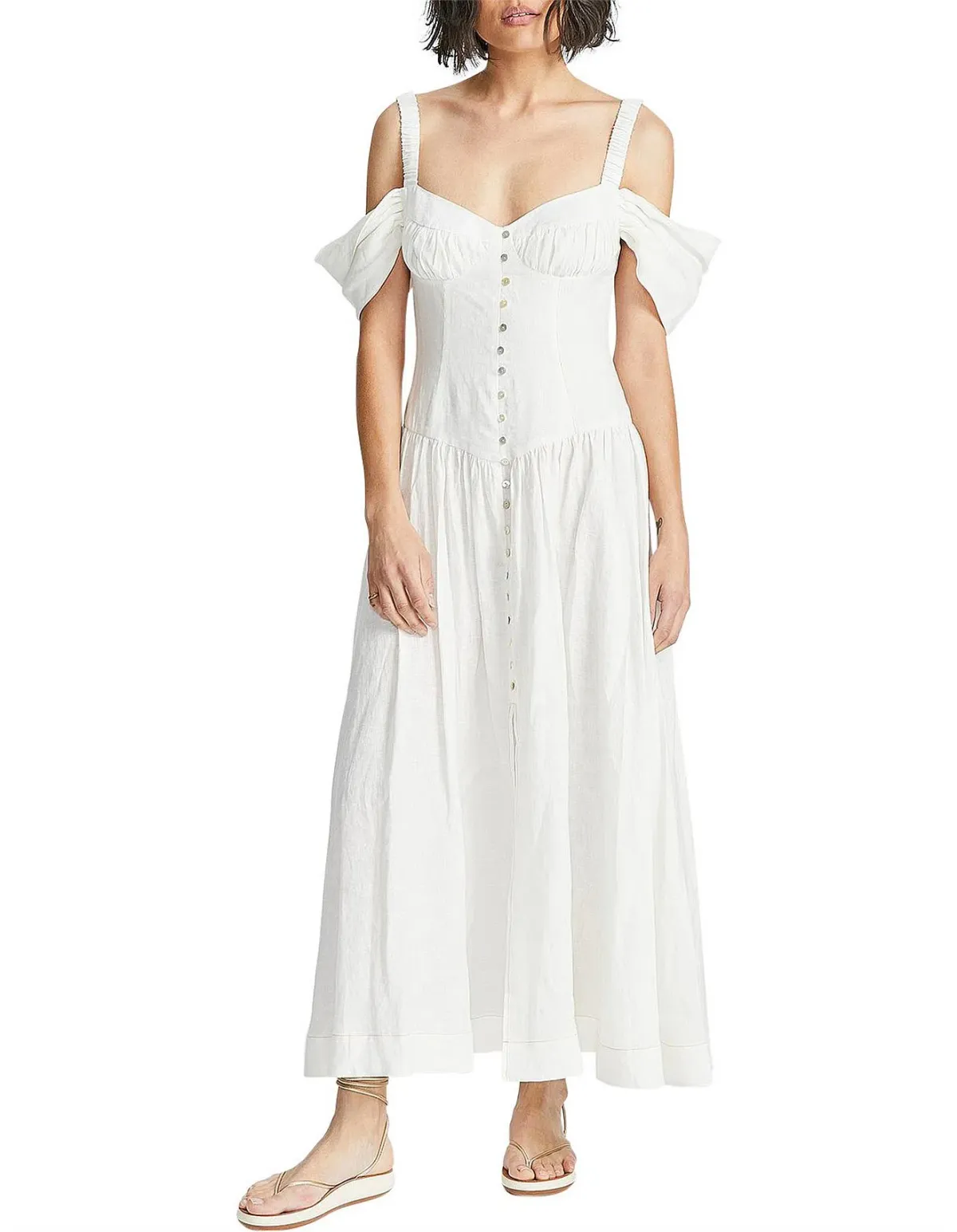 Alemais Ada Corset Midi Dress Ivory Size 6 for rent on The Volte - main image