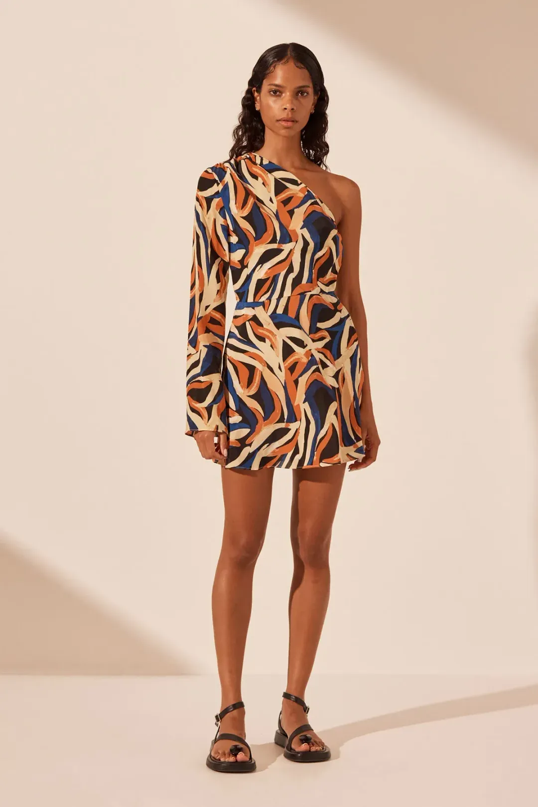 Shona Joy Palma Silk One Shoulder Mini Dress Print Size 8 for rent on The Volte - main image