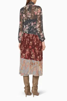 Zimmermann Unbridled Pleated Midi Dress Spliced Floral Print Size 1 / AU 10 for rent on The Volte - image 2