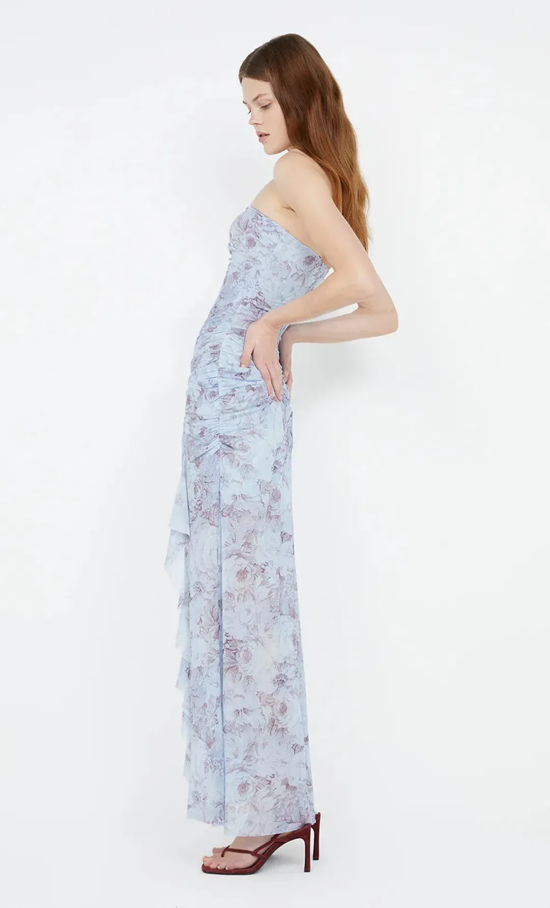 Bec & Bridge Danica Strapless Maxi Dress Chambray Rose Size 8 for rent on The Volte - main image