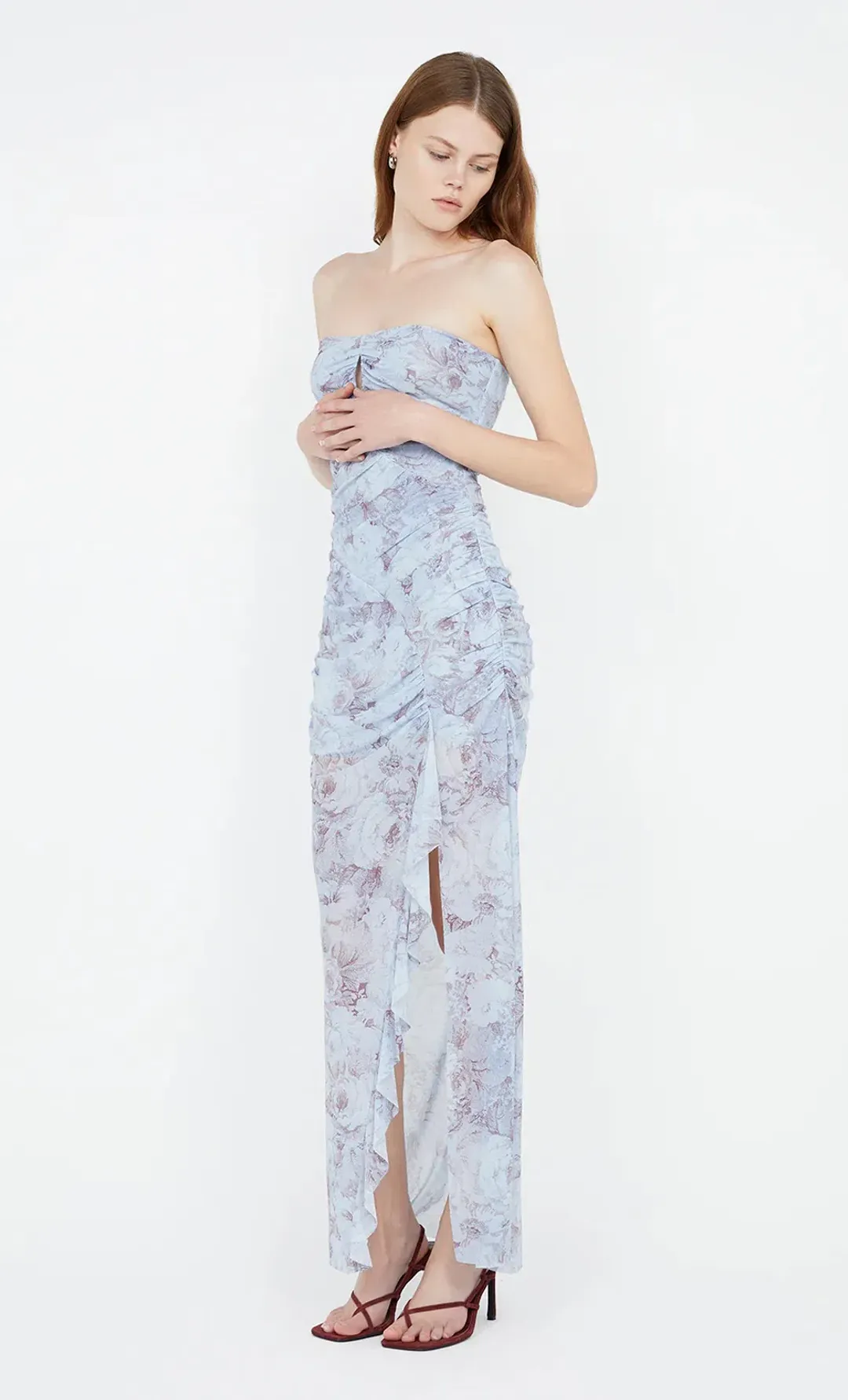 Bec & Bridge Danica Strapless Maxi Dress Chambray Rose Size 8 for rent on The Volte - main image