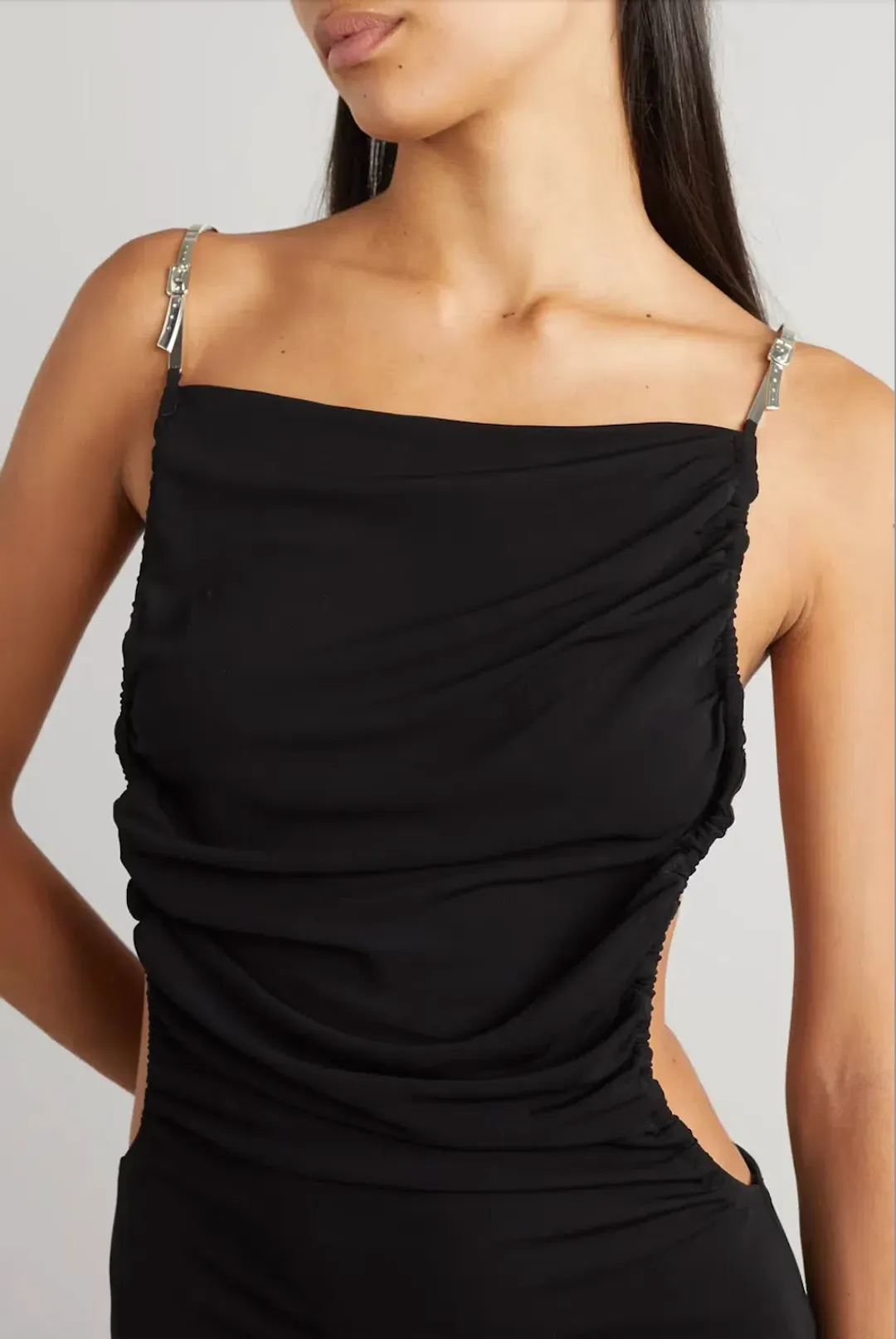 Christopher Esber Open Back Embellished Ruched Crepe Gown Black Size 10 for rent on The Volte - main image