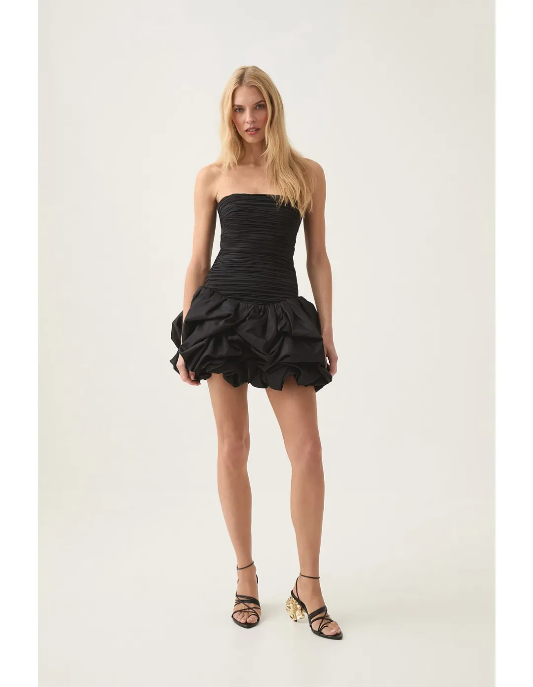 AJE Violette Bubble Hem Mini Dress Black Size 10 for rent on The Volte - main image