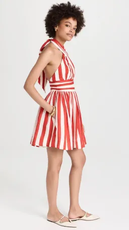 Zimmermann The Alight Halter Mini Dress in Red/Cream Stripe Size 0P / AU 6 for rent on The Volte - image 2