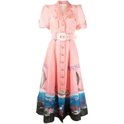 Zimmermann The Postcard Shirt Midi Dress Resort Coral Reef Print  Size 0/Au 8  for rent on The Volte - image 3