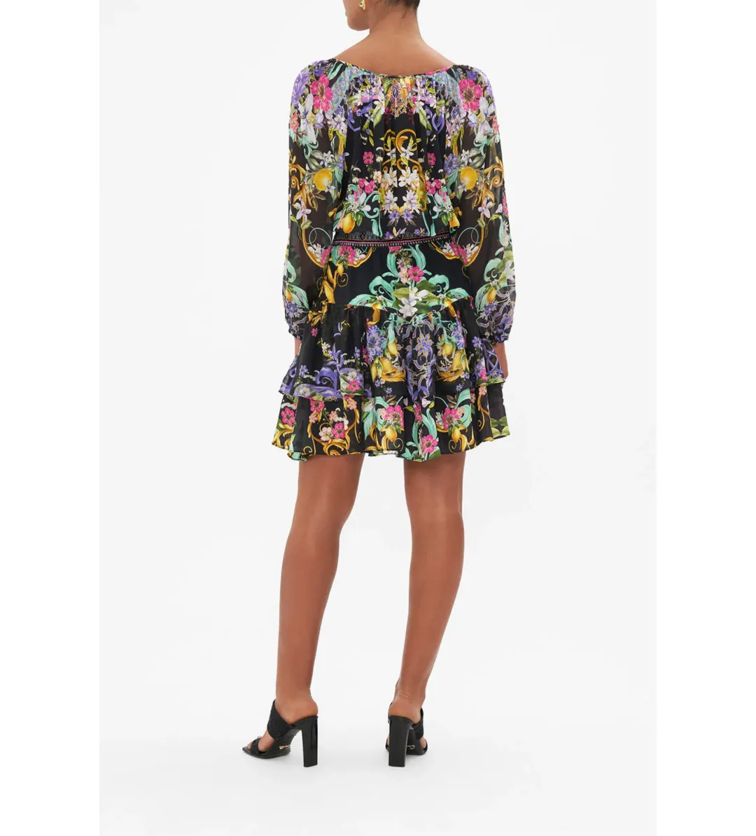 Camilla Meet Me In Marchesa Double Ruffle Dress Long Sleeves Size S/Au 10 for rent on The Volte - main image