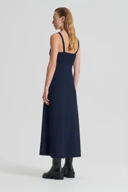 Scanlan Theodore Crepe Knit Square Neck Dress Navy Size XS/Au 8 for rent on The Volte - image 3