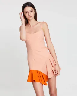 By Johnny Bambi Frill  Ruffle Hem Mini Slip Dress Pink/Tangerine Size 14 for rent on The Volte - image 2