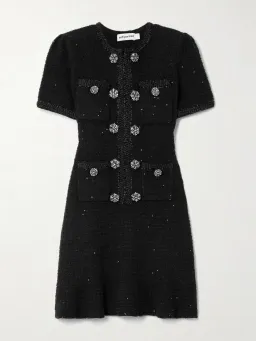 Self Portrait Embellished Metallic Waffle-knit Dress Black Size 12 for rent on The Volte - image 3