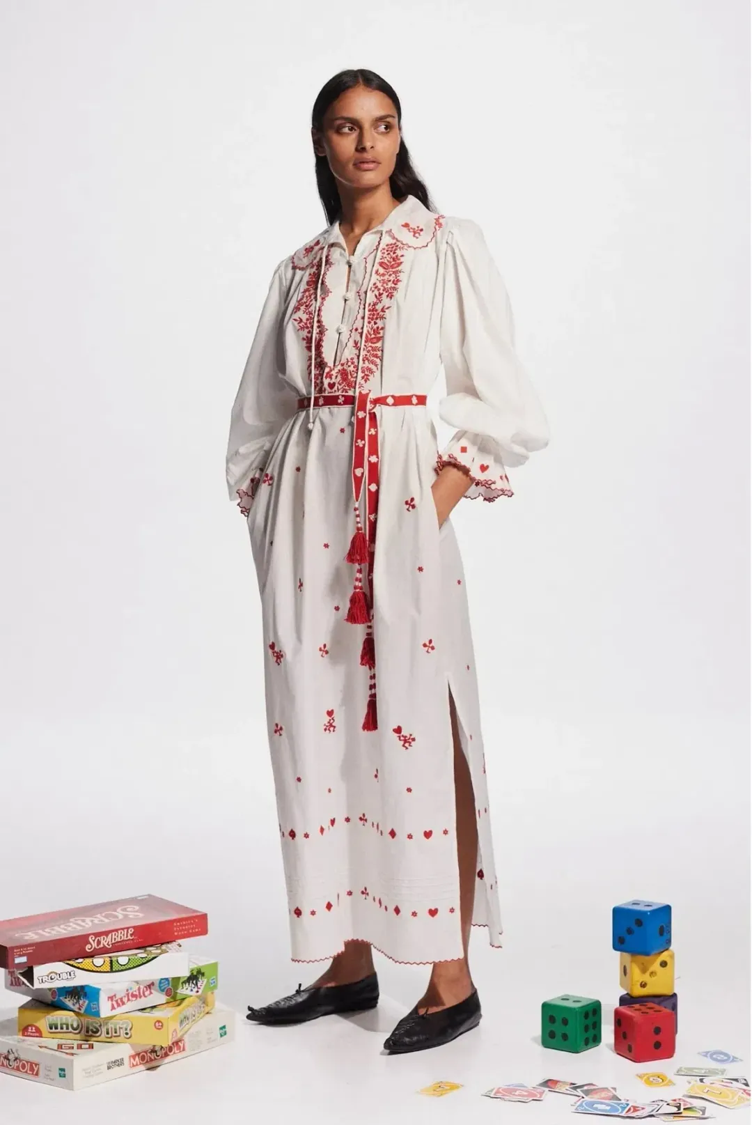 Alemais Hearts Embroidered Dress White Size 8  for rent on The Volte - main image