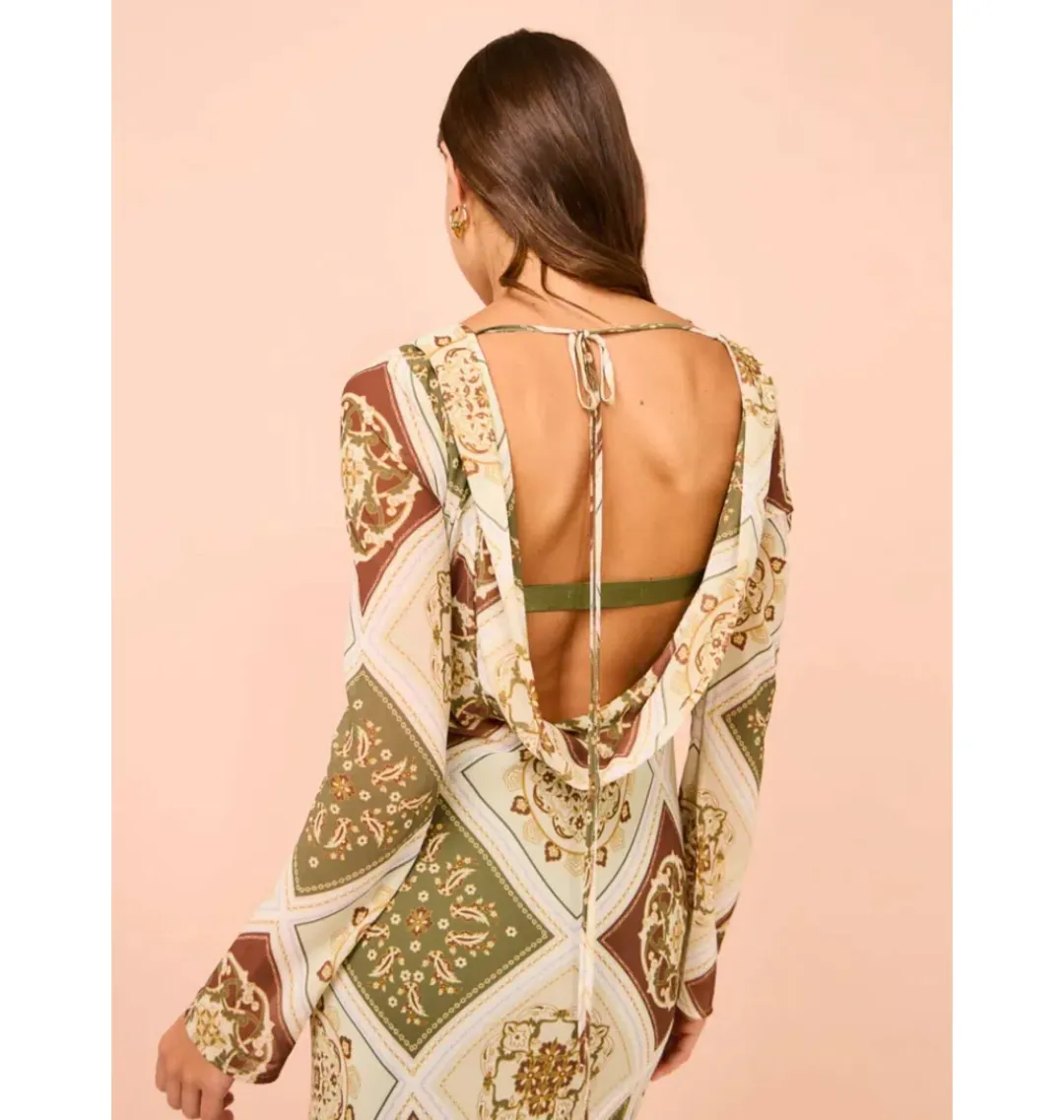 Hansen & Gretel Sundra Slip Dress in Evergreen Tile Size S / AU 8 for rent on The Volte - main image