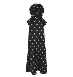 Zimmermann Crush Ruffle Halter Maxi Dress in Black/Cream Dot Size 0 / AU 8 for rent on The Volte - image 4