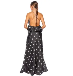 Zimmermann Crush Ruffle Halter Maxi Dress in Black/Cream Dot Size 0 / AU 8 for rent on The Volte - image 2