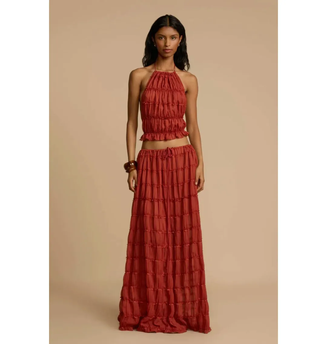 Arcina Ori Juliette Halter and Skirt Set in Red Size Small / AU 8 for rent on The Volte - main image