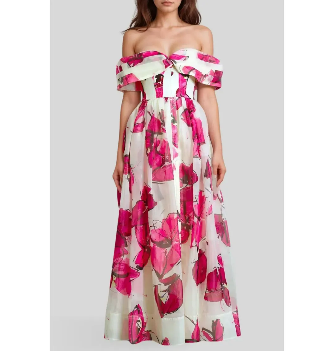 Aje Cordelia Corseted Maxi Dress in Falling Florals Size AU 6 for rent on The Volte - main image