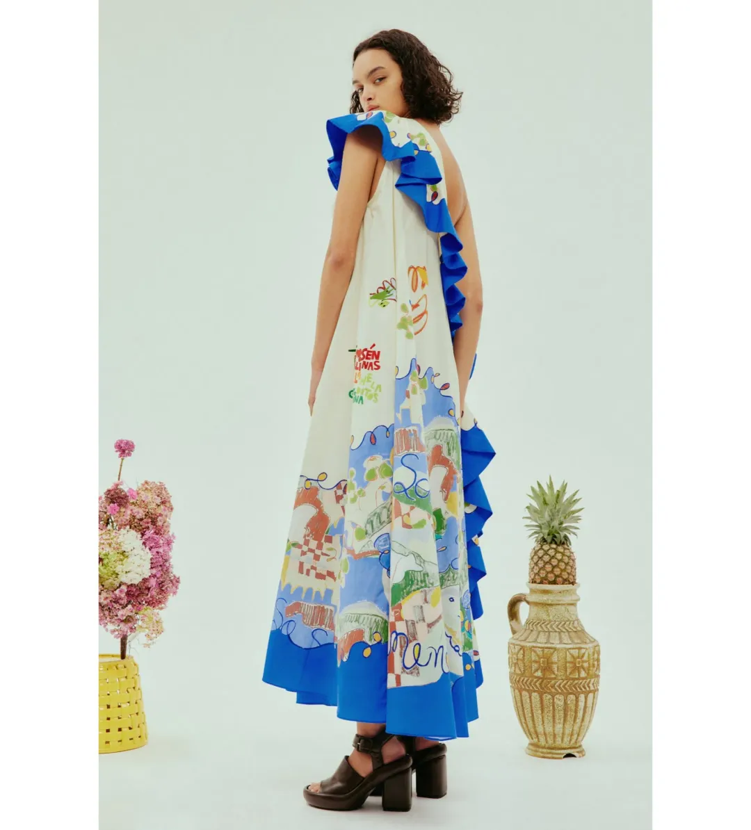 Alemais Nadia One Shoulder Ruffle Dress Print Size AU 6  for rent on The Volte - main image