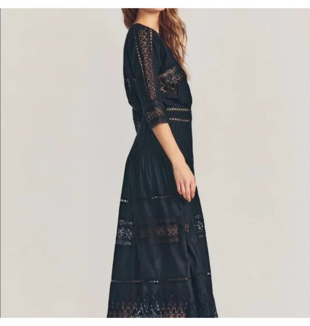 Love Shack Fancy Maxi Dress in Black Size Small / AU 8 for rent on The Volte - main image