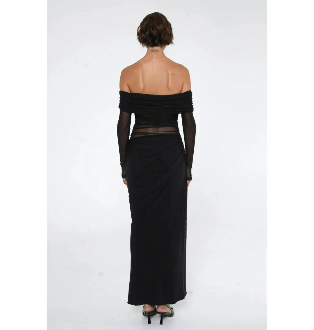 BENNI Yasmin Off-Shoulder Maxi Dress Black Size AU 10  for rent on The Volte - main image