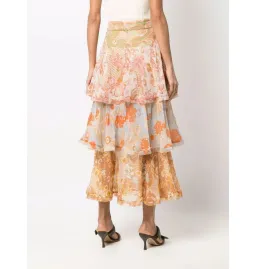 Zimmermann Postcard Ruffled Mini Skirt Mixed Swirl Floral Size 0P / AU 6 for rent on The Volte - image 2
