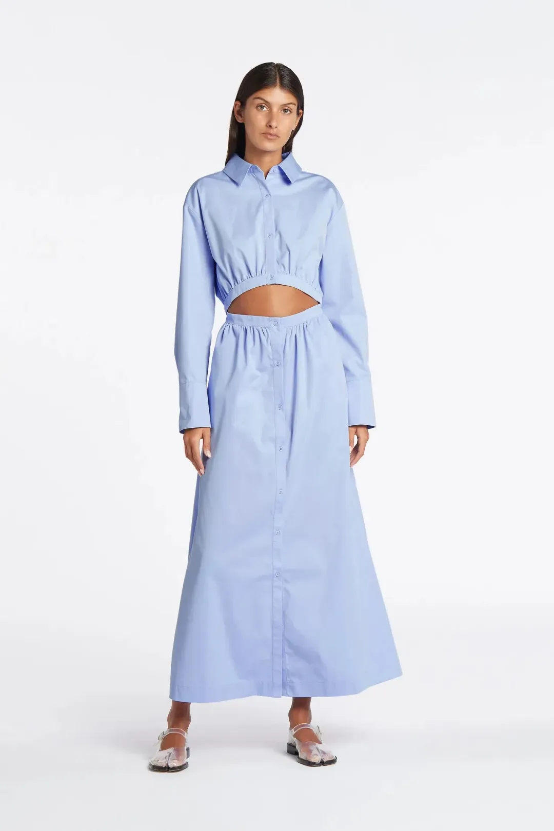 Sir the Label Ilkin Deconstructed Shirtdress Blue Size AU 8  for rent on The Volte - main image
