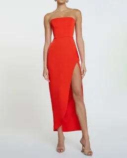 By Johnny The Lotus Strapless Midi Dress Red Size 6 for rent on The Volte - image 1