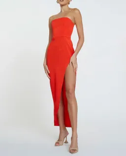 By Johnny The Lotus Strapless Midi Dress Red Size 6 for rent on The Volte - image 2