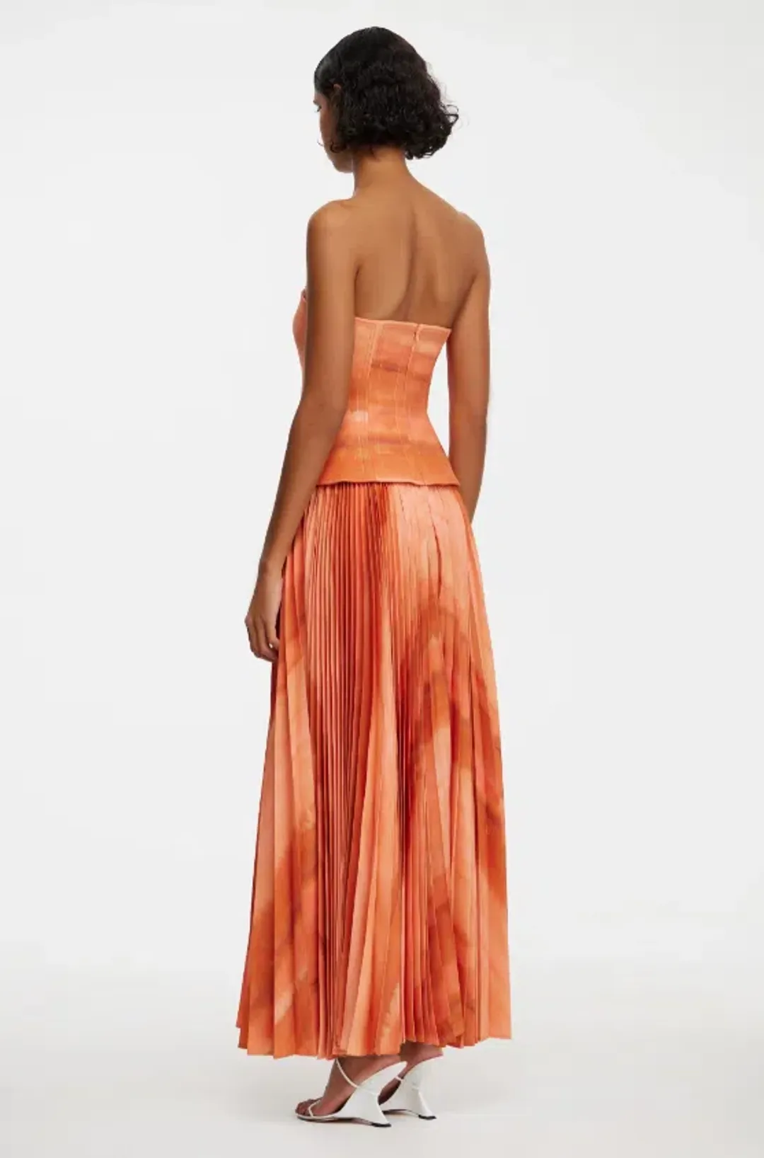 Acler Brayswick Midi Dress Melon Watercolour Size 12  for rent on The Volte - main image