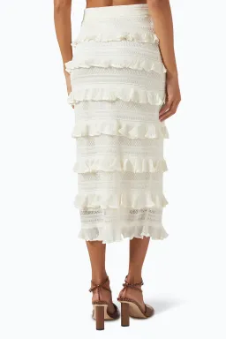 Zimmermann Wonderland Frilled Lace Top and Midi Skirt Set White Size 0 / AU 8  for rent on The Volte - image 4