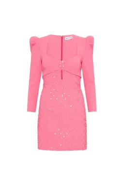 Rebecca Vallance Marie Long Sleeve Mini Dress Pink Size 10 for rent on The Volte - image 5