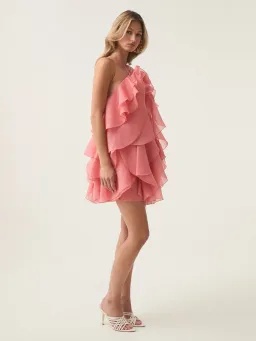 Aje Pandorea Layered Mini Dress Washed Coral Size 6 for rent on The Volte - image 4