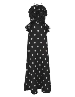 Zimmermann Crush Ruffle Halter Maxi Gown Black/Cream Dot Size 1 / AU 10 for rent on The Volte - image 4