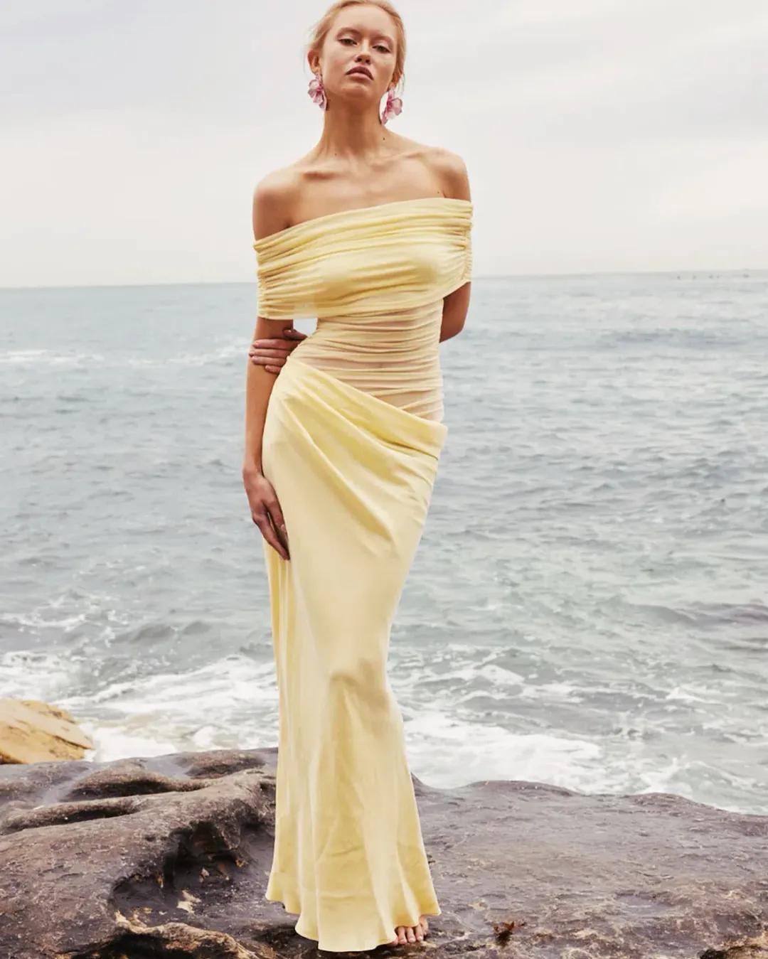 Benni Nico Off Shoulder Maxi Dress Butter Size XXS / AU 4 for rent on The Volte - main image