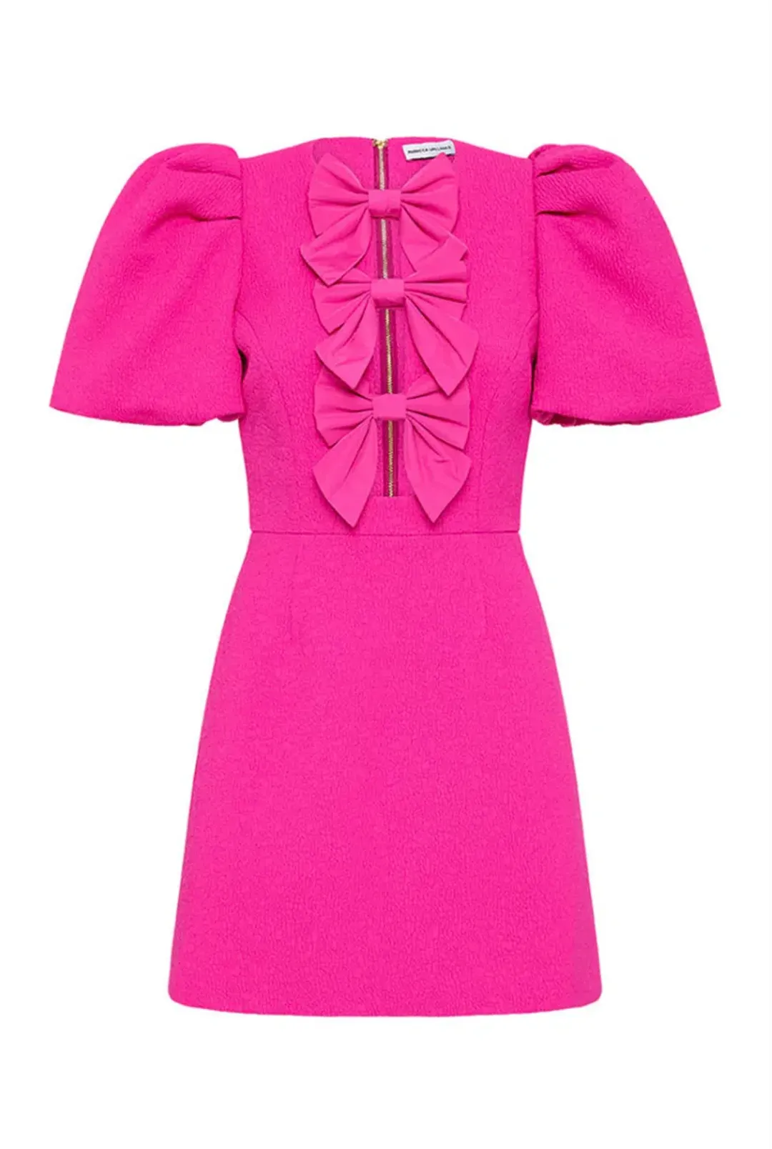 Rebecca Vallance Cecily Bow Mini Dress Hot Pink Size 8 for rent on The Volte - main image