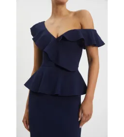 Rebecca Vallance Grace Frill Midi Dress Navy Size AU 10 for rent on The Volte - image 3