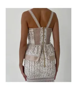 Aje Miramare Midi Dress Oriental Lace Embroidered wedding event Size AU 10 / us 6 for rent on The Volte - image 3