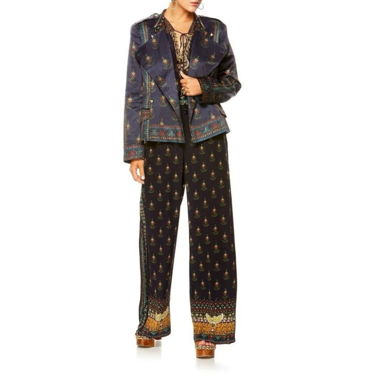 Camilla Bliss Of Bohemia Blazer Double Breasted Tailored Jacket Boho Leopard Size 10/M   for rent on The Volte - main image