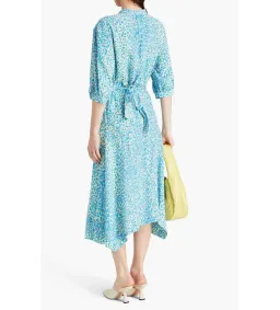 Stella McCartney Leopard Print Silk Dress Blue Size AU 6 for rent on The Volte - image 2