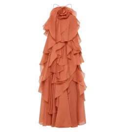 Aje Pandorea Layered Maxi Dress Coral Clay Size AU 8 for rent on The Volte - image 4