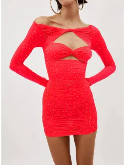 Alex Perry Tinley Crystal Mini Dress Strawberry Size AU 10  for rent on The Volte - image 1