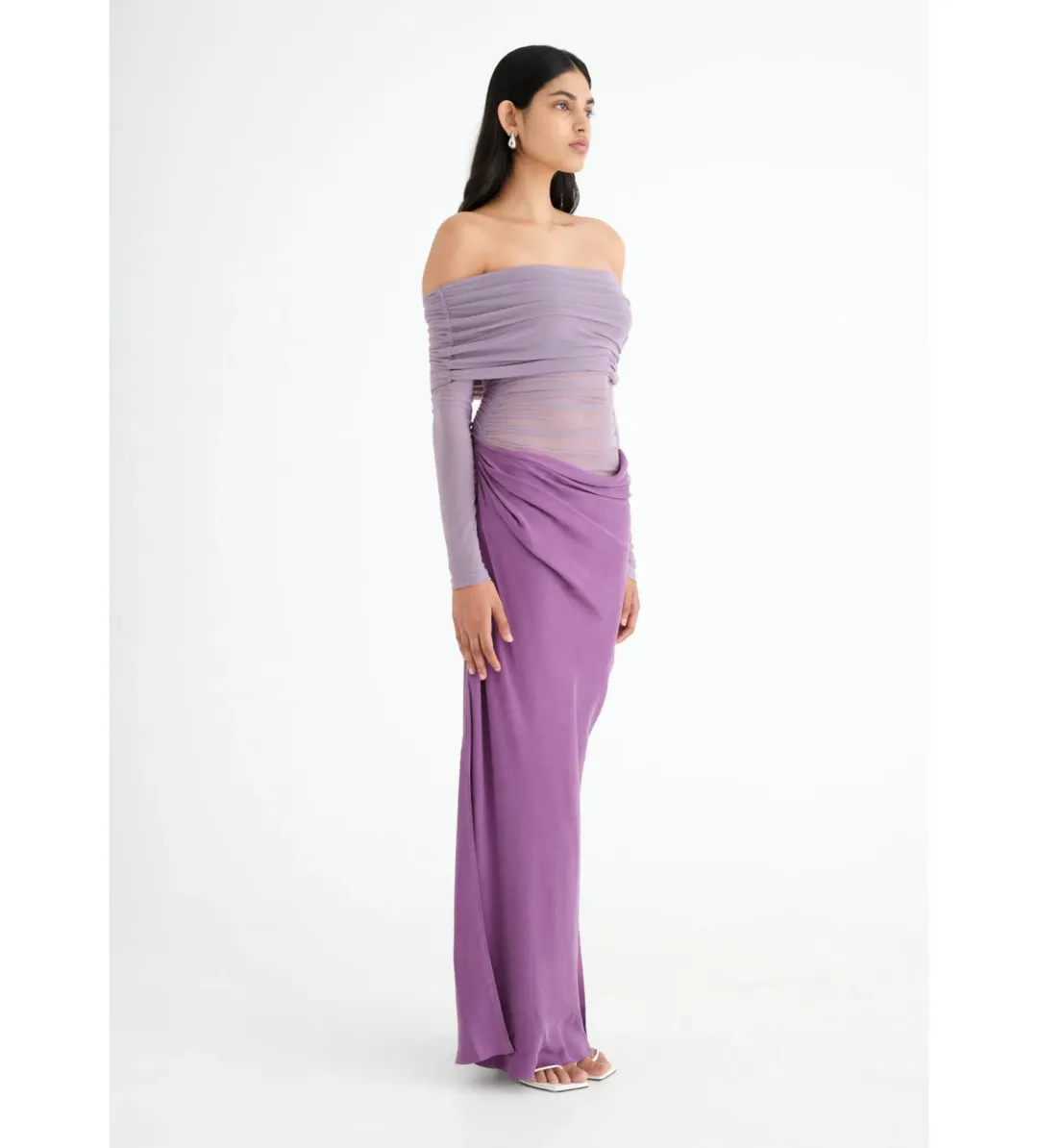 BENNI Yasmin Off Shoulder Maxi Dress Vintage Orchid Size 10  for rent on The Volte - main image