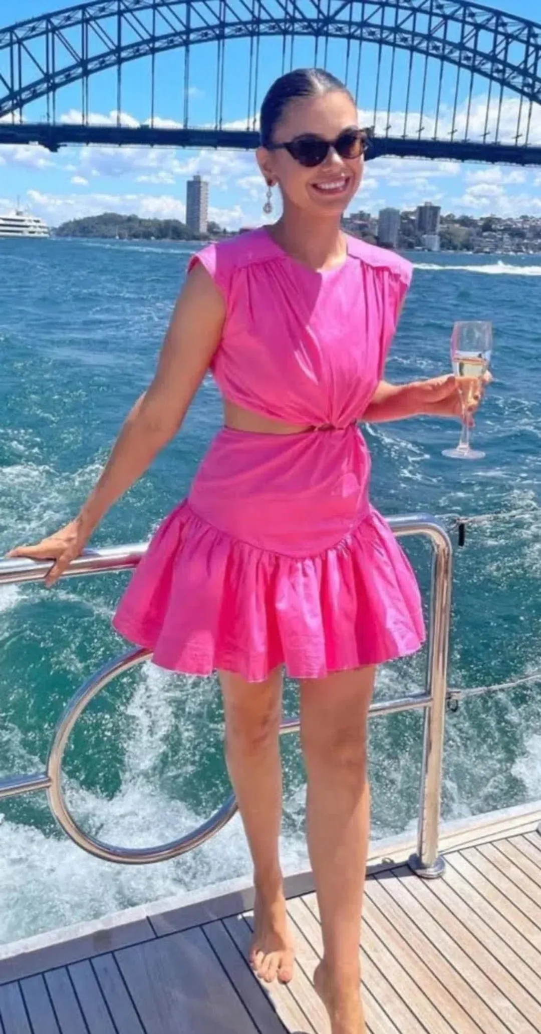 Aje Solstice Cut Out Ring Flip Mini Dress Pink Size 16  for rent on The Volte - main image