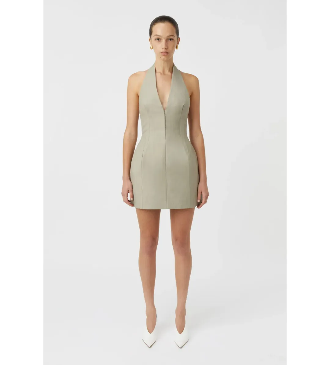 Camilla and Marc Pompidou Mini Dress Olive Marle Size 8 for rent on The Volte - main image