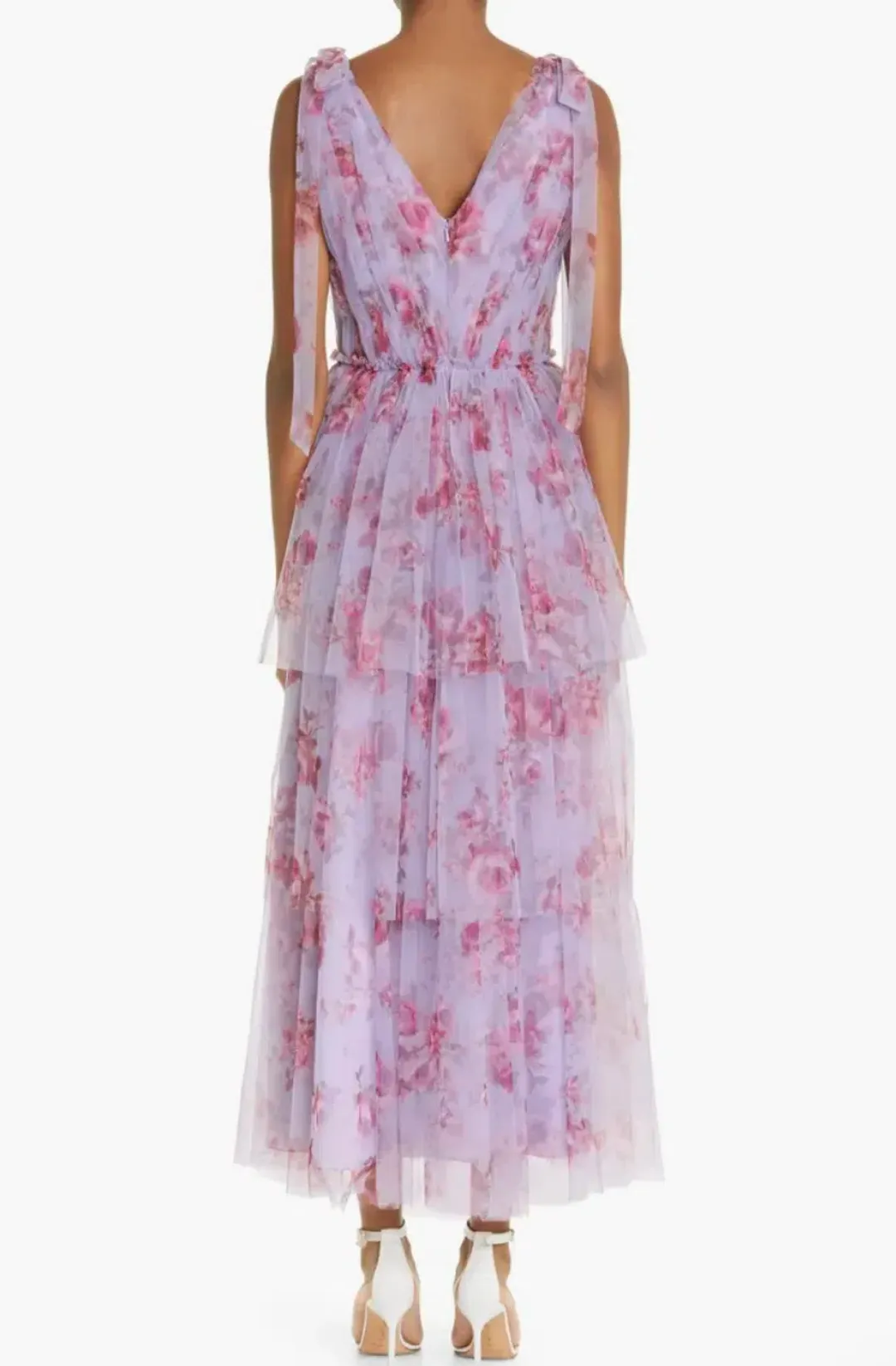 Lela Rose Floral Tiered Tulle Dress Purple Size AU 14 for rent on The Volte - main image