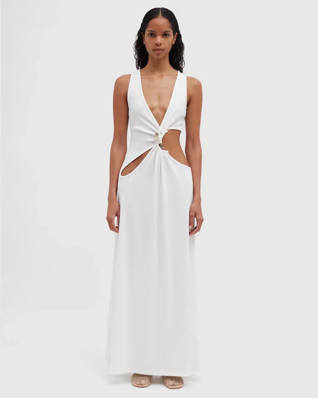 Christopher Esber Stone Cavern Tank Dress White Size 10 for rent on The Volte - main image