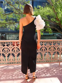 Acler Hampstead Midi Dress In Black With Ivory Size 12 for rent on The Volte - image 3