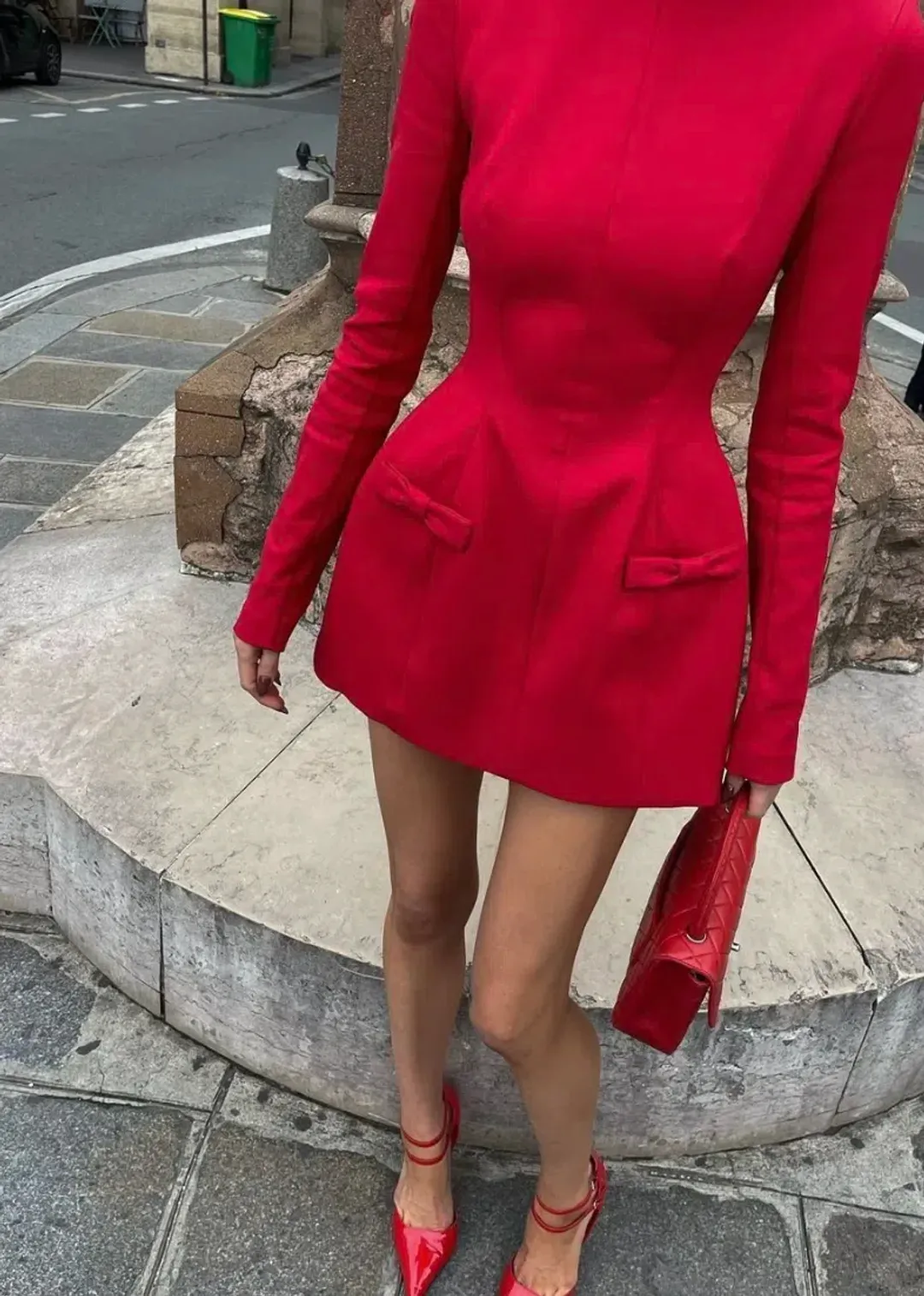 Helsa The Parasol Mini Dress in Lipstick Red Size XXS / AU 4 for rent on The Volte - main image